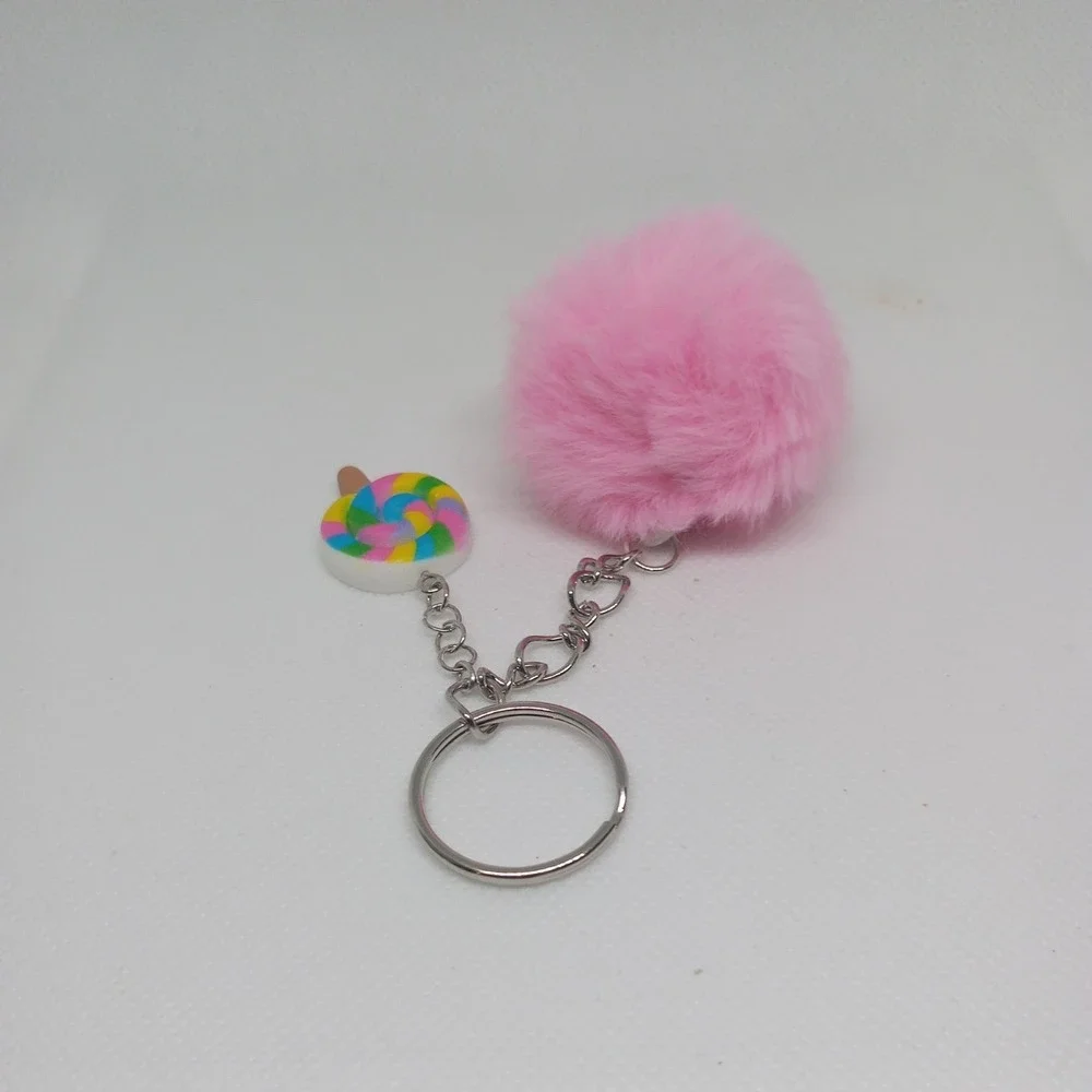 Hand Made Mini Lolipop Charm With a Light Pink Pom Pom
